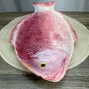 Fitz and Floyd Koi Fish Platter Large 19in Pink Fish Wallhanging, Japan Vintage